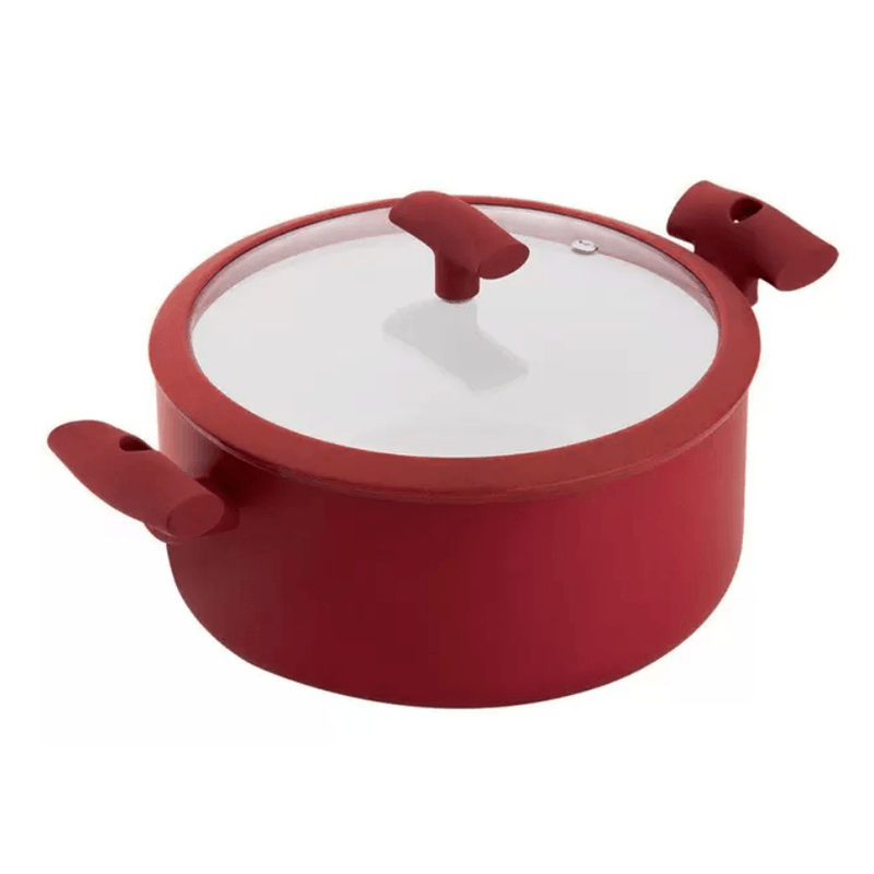 Cacarola De Aluminio Com Revestimento Ceramico 5 Litros Vermelha - Hercules