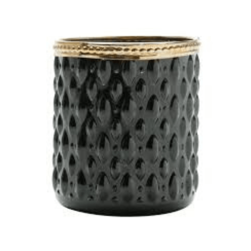 Vaso Cachepot de Vidro Zamac Bristol Preto 9x9cm LYOR