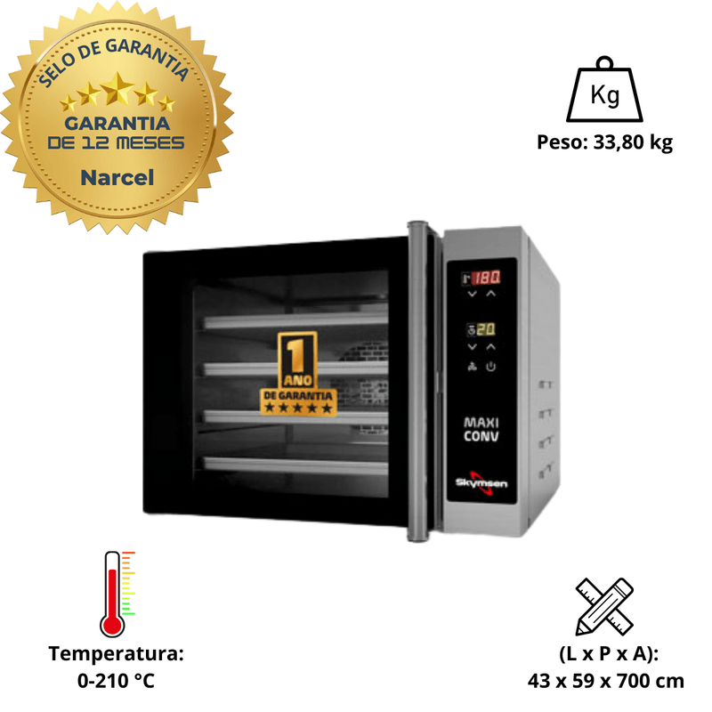 Forno Eletrico Turbo com Vapor MAXICONV VP 3000W Skymsen 220V