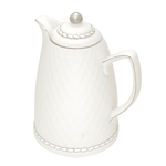 Garrafa Termica De Porcelana Renda Branca-Prata 900ml - Rojemac