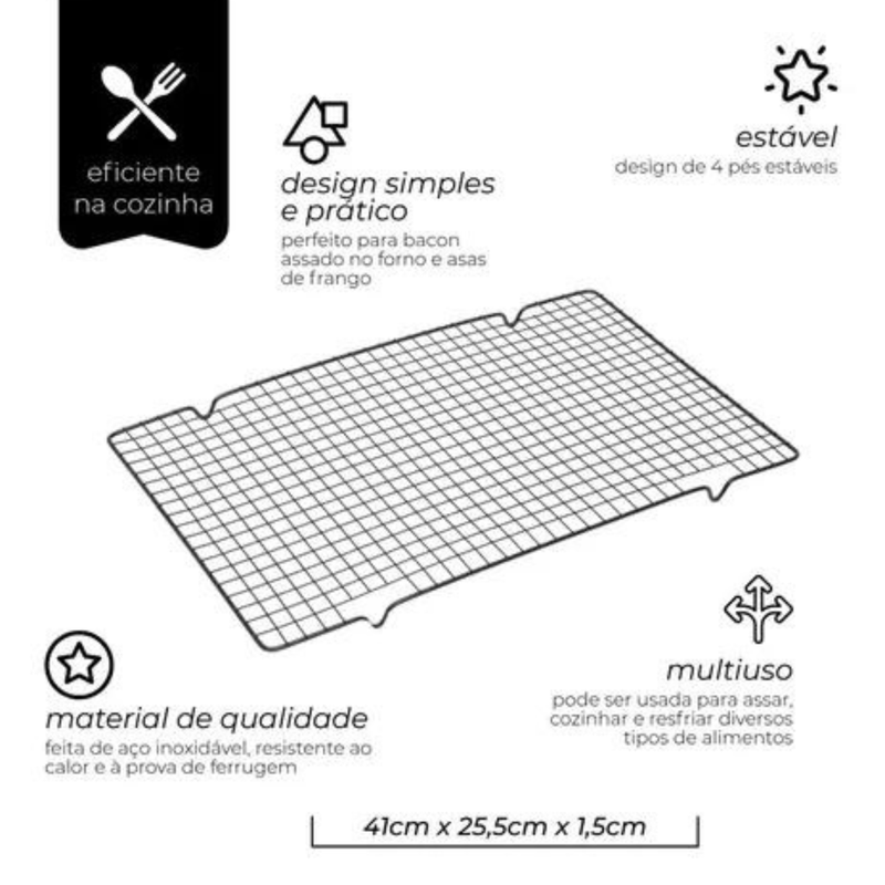 Grade Para Resfriar Bolos-Biscoitos Antiaderente - Mimo