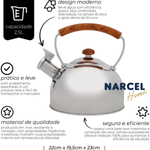 Chaleira De Inox Com Apito Alca Bambu 2-5 Litros - Mimo Style