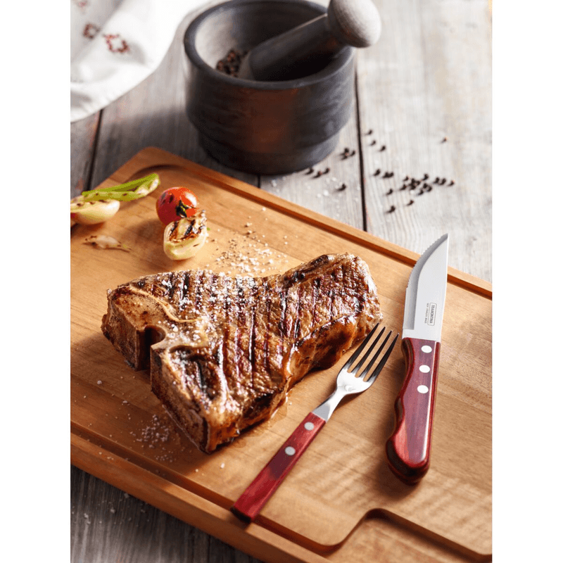 Jogo Talheres Churrasco Inox Vermelho 12 Pecas Tramontina Polywood