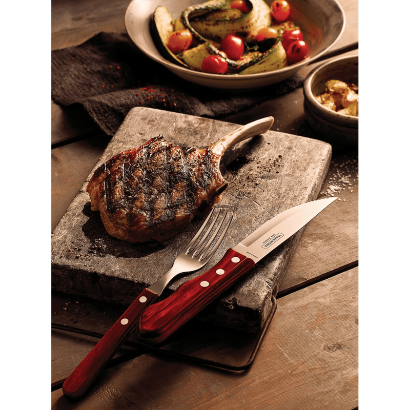 Jogo Talheres Churrasco Inox Vermelho 12 Pecas Tramontina Polywood
