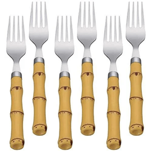Conjunto 6 Garfos Inox com Cabo de Bambu - Lyor