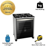 Fogao 5 bocas Tripla Chama Gran Cheff com Grill Inox 127V