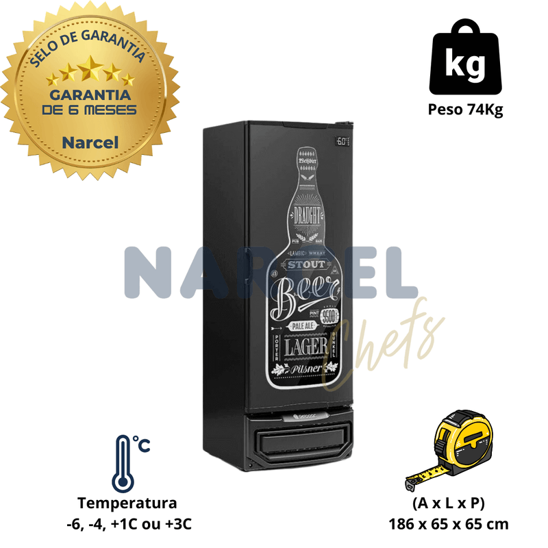 Cervejeira 410 Litros GRBA-400 PR Preta - Gelopar