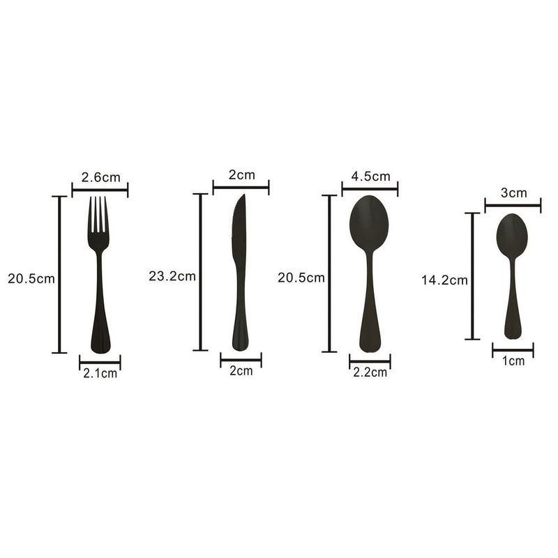 Jogo De Talher Aco Inox Positano Black 24 Pecas - Lyor