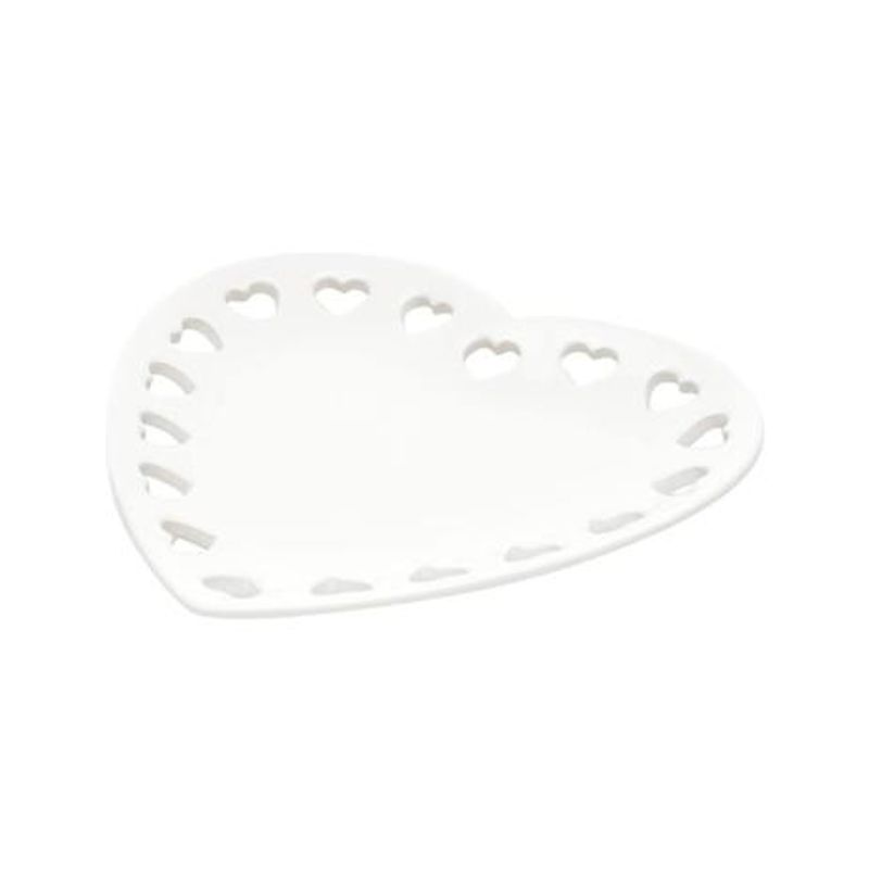 Porta Aneis De Ceramica Coracao Branco - Lyor