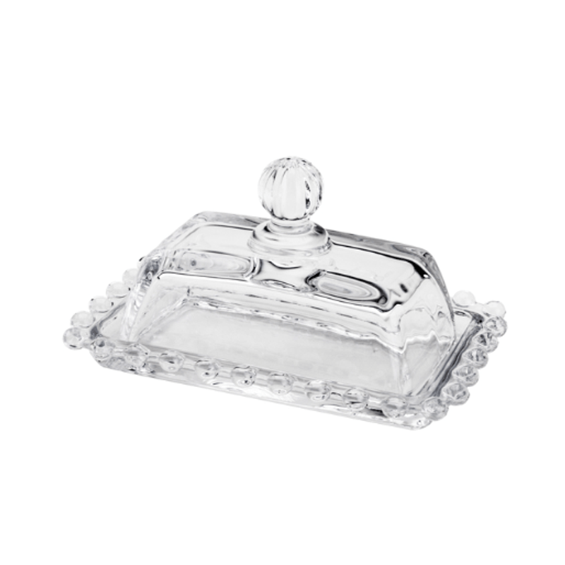 Manteigueira De Cristal Com Tampa Pearl 14x9x8cm - Rojemac