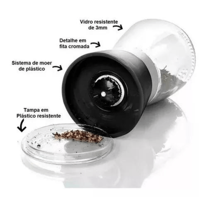 Moedor Para Sal e Pimenta De Vidro 13cm - Rojemac