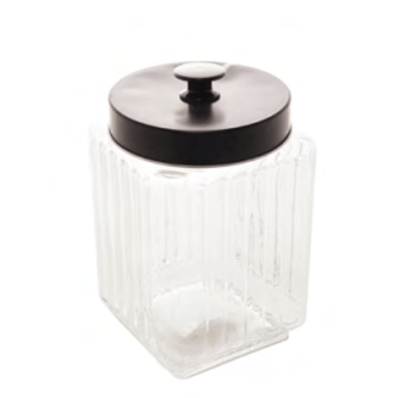 Pote De Vidro Tampa De Metal Preto Organizador 1-7L - Lyor