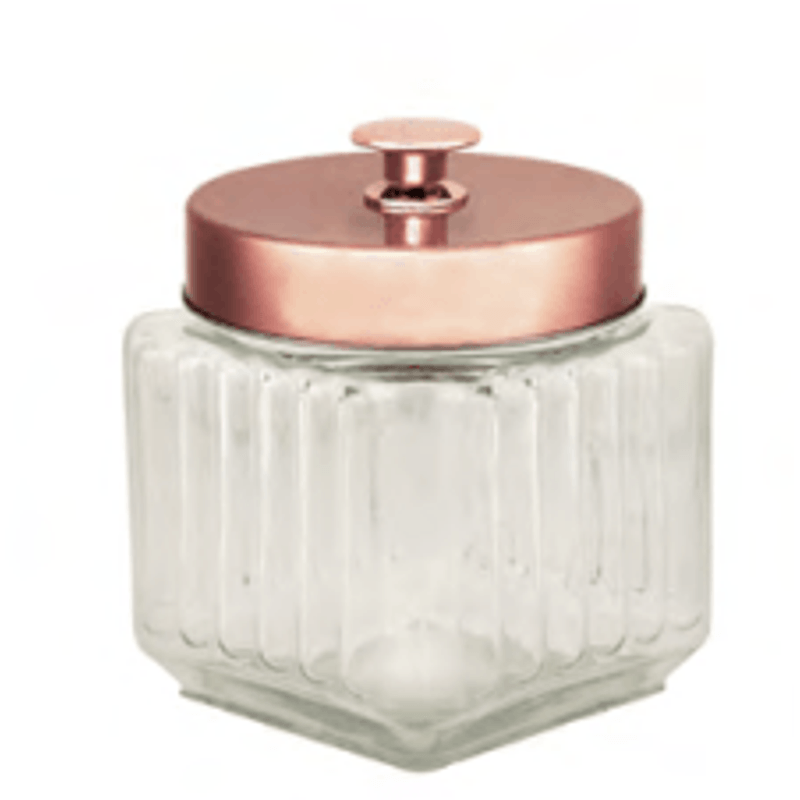 Pote De Vidro Tampa De Metal Rose Organizador 1-2L - Lyor