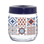 Pote De Vidro Redondo Para Mantimentos Mosaico Azul 425ml - Fratelli