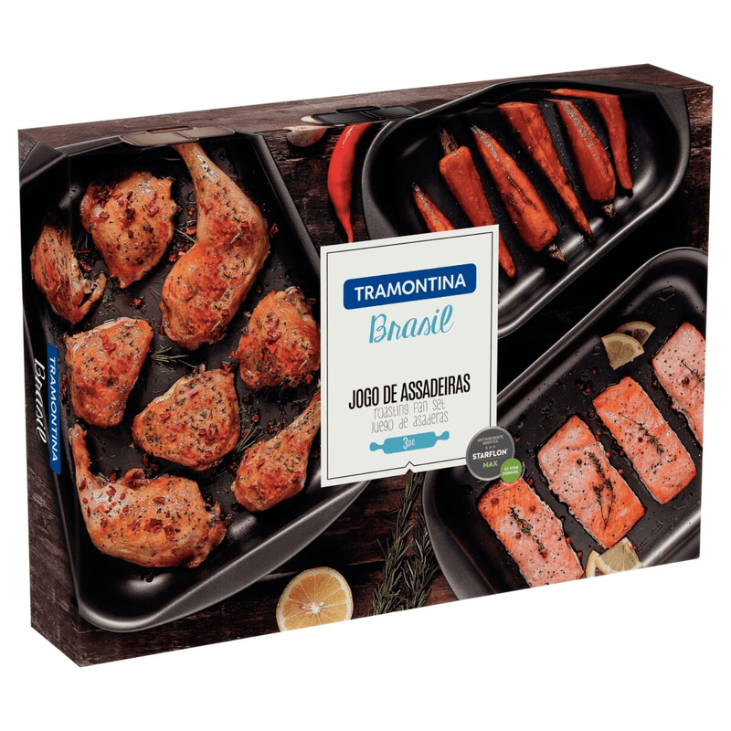 Jogo Assadeiras Antiaderente 3 Pecas Tramontina Starflon Grafite