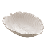 Centro De Mesa Folha De Ceramica Banana Leaf Branco 16x12x4cm - Lyor