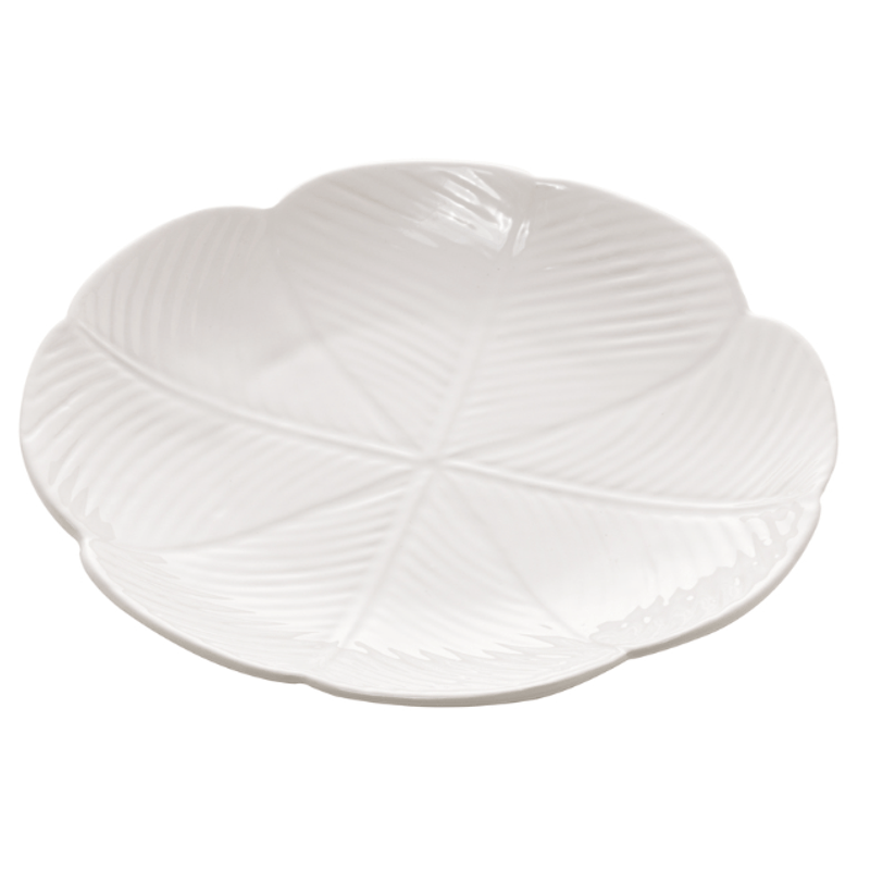 Prato Folha De Ceramica Banana Leaf Branco 20x20x3cm - Lyor