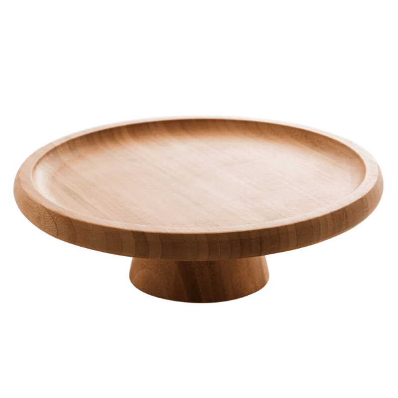 Prato Para Bolo Verona De Bambu Com Pe 20x7cm - Lyor