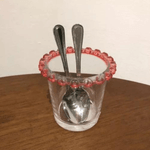 Porta Colher De Cristal Chumbo Coracao Rosa - Lyor