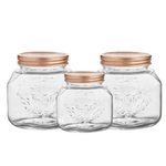 Pote De Vidro Hermetico 3 Pecas Square  - Hauskraft