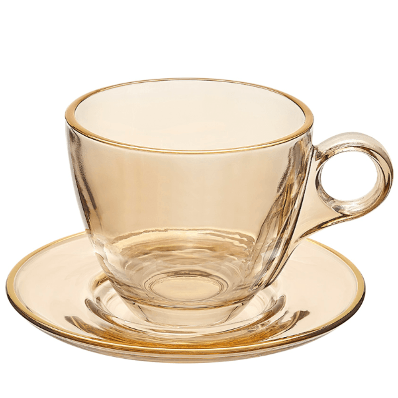 Jogo Com 4 Xicaras Com Pires Menfis Ambar 170ml - Hauskraft