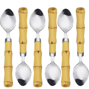 Conjunto de 6 Colheres de Chá Inox com Cabo de  Bambu - Lyor
