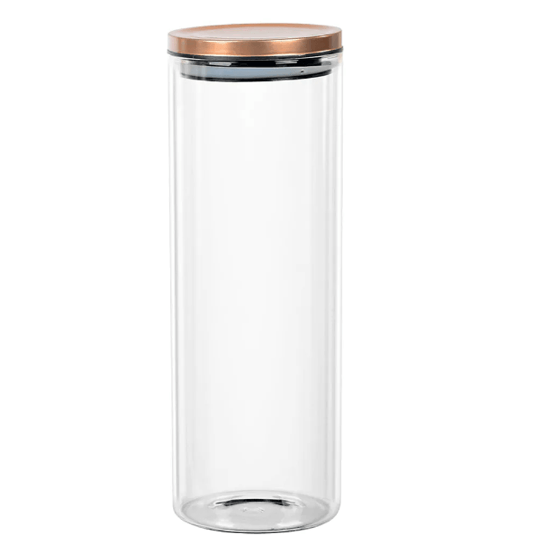 Pote De Vidro Redondo Para Mantimentos Tampa De Cobre 1-8L - Full Fit