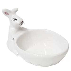 Petisqueira De Cerâmica Coelho Branco - Luiz Salvador