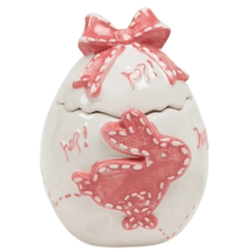 Pote De Ceramica Ovo Da Pascoa Rosa Grande - MP3 Utilidades