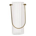 Vaso De Vidro Cone Plissado Com Alca 20cm - MP3 Utilidades