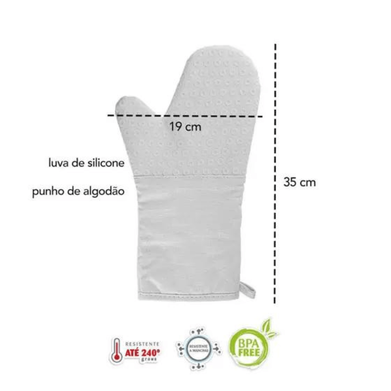 Luva De Silicone-Algodao 35cm Rosa - Weck