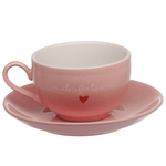 Jogo Com 6 Xicaras Com Pires Lamour Rosa 160ml - Hauskraft