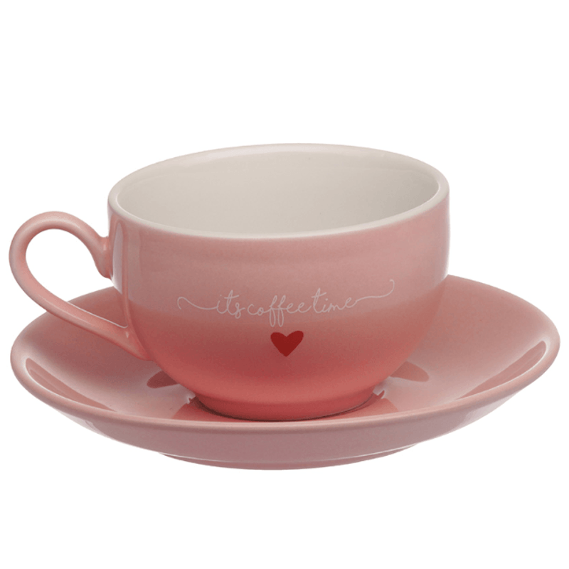 Jogo Com 6 Xicaras Com Pires Lamour Rosa 160ml - Hauskraft