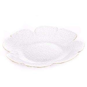 Petisqueira Cristal Martelado Flor Borda Dourada Rojemac