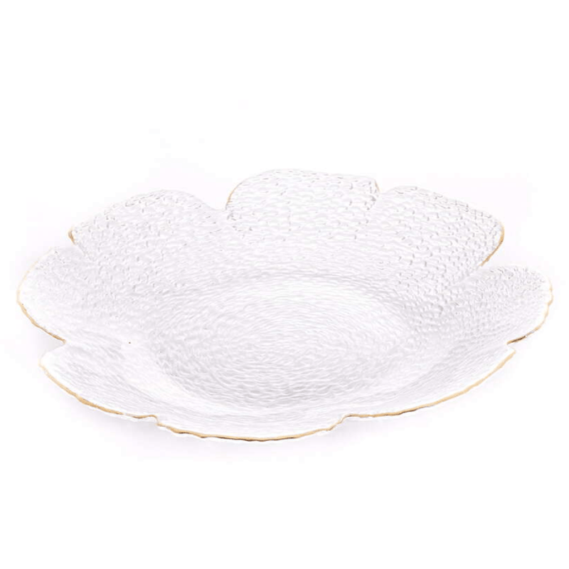 Petisqueira Cristal Martelado Flor Borda Dourada Rojemac