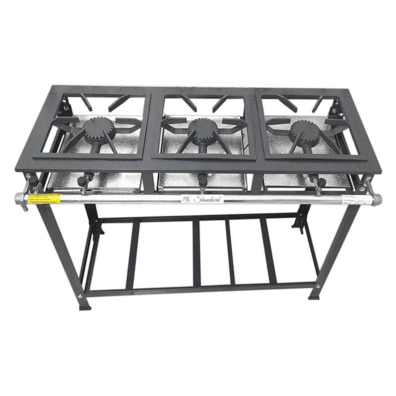 Fogao Industrial 3 Bocas Alta Pressao 30x30 A Gas MR Fogoes