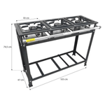 Fogao Industrial 3 Bocas Alta Pressao 30x30 A Gas MR Fogoes