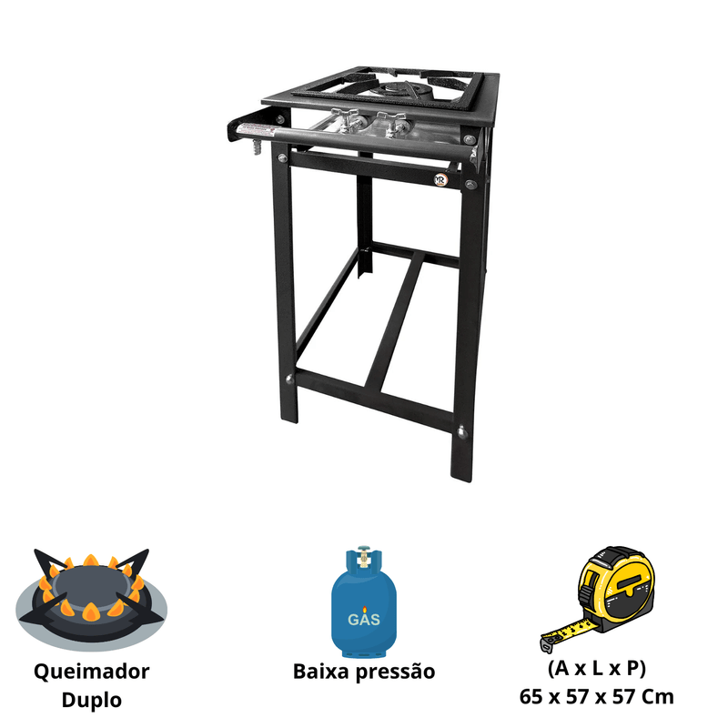 Fogao 1 Boca Dupla Baixa Pressao 30x30 P5 - MR Fogoes
