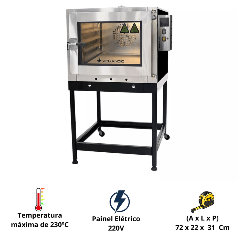 Forno Turbo Twister a Gas 5 Esteiras Painel Eletrico 220V Venancio
