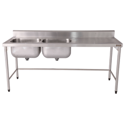Mesa de Parede com 2 Cubas em Aço Inox 430 2m x 70cm – Krasinox
