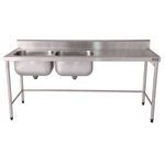 Mesa de Parede com 2 Cubas Laterais 2m x 70cm em Aco Inox 304 - Krasinox