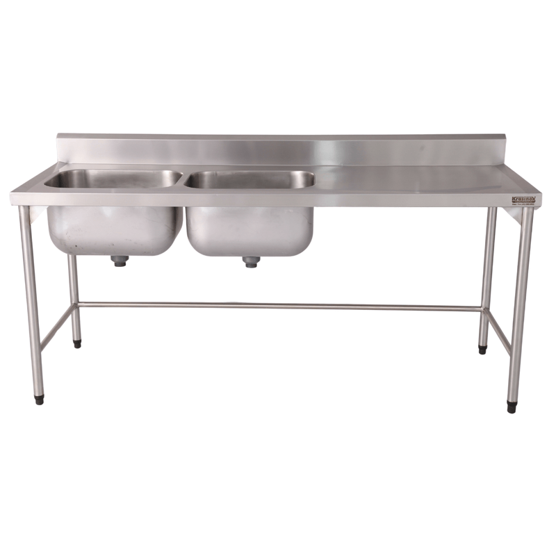 Mesa de Parede com 2 Cubas Laterais 2m x 70cm em Aco Inox 304 - Krasinox