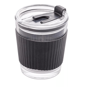 Copo De Vidro Com Cinta Em Silicone Preto 350ml - Wolff