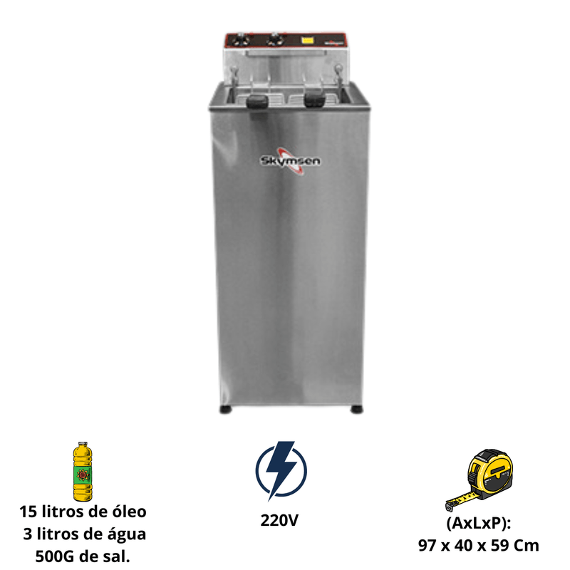 -Fritadeira Eletrica Inox 15 Litros Agua e Oleo 220V FAP8 Skynsen