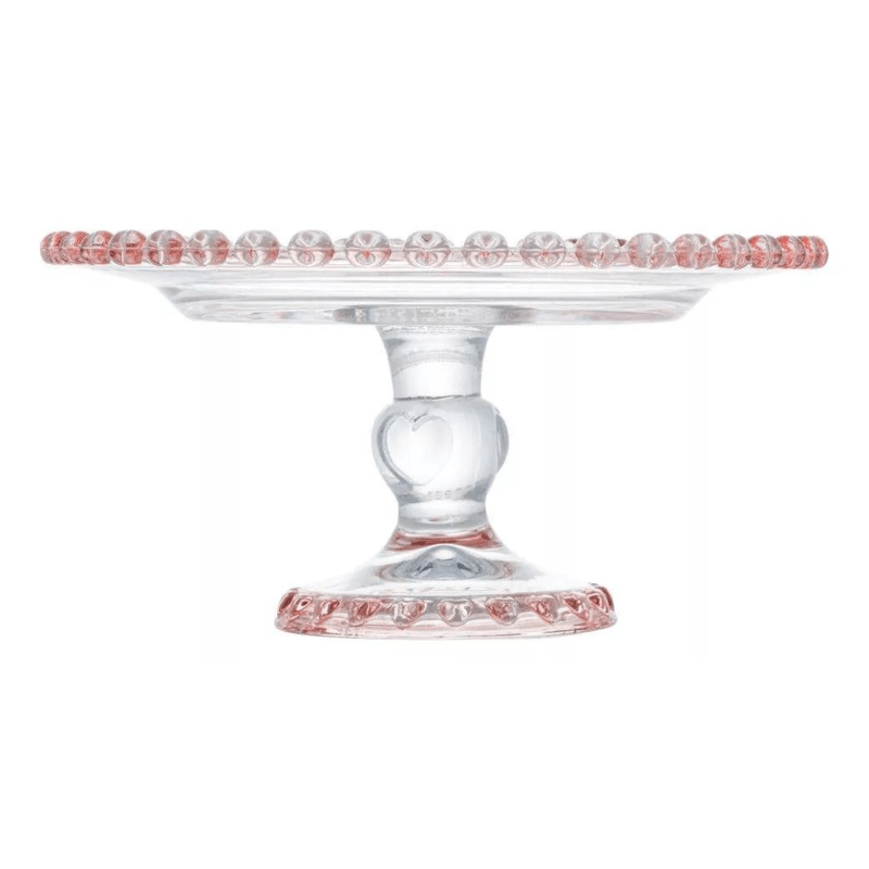 Prato Com Pe De Cristal Bordas De Coracao - Lyor