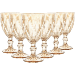Conjunto de 6 Taças para Agua Vidro Ambar Metalizado - Lyor