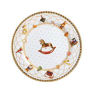 Prato de Natal Cerâmica Toys Christmas com Ouro Scalla Luxo