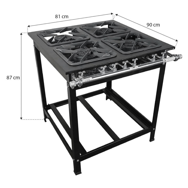 Fogao Industrial 4 Bocas 2 Queimadores Duplos 30x30 Cefaz