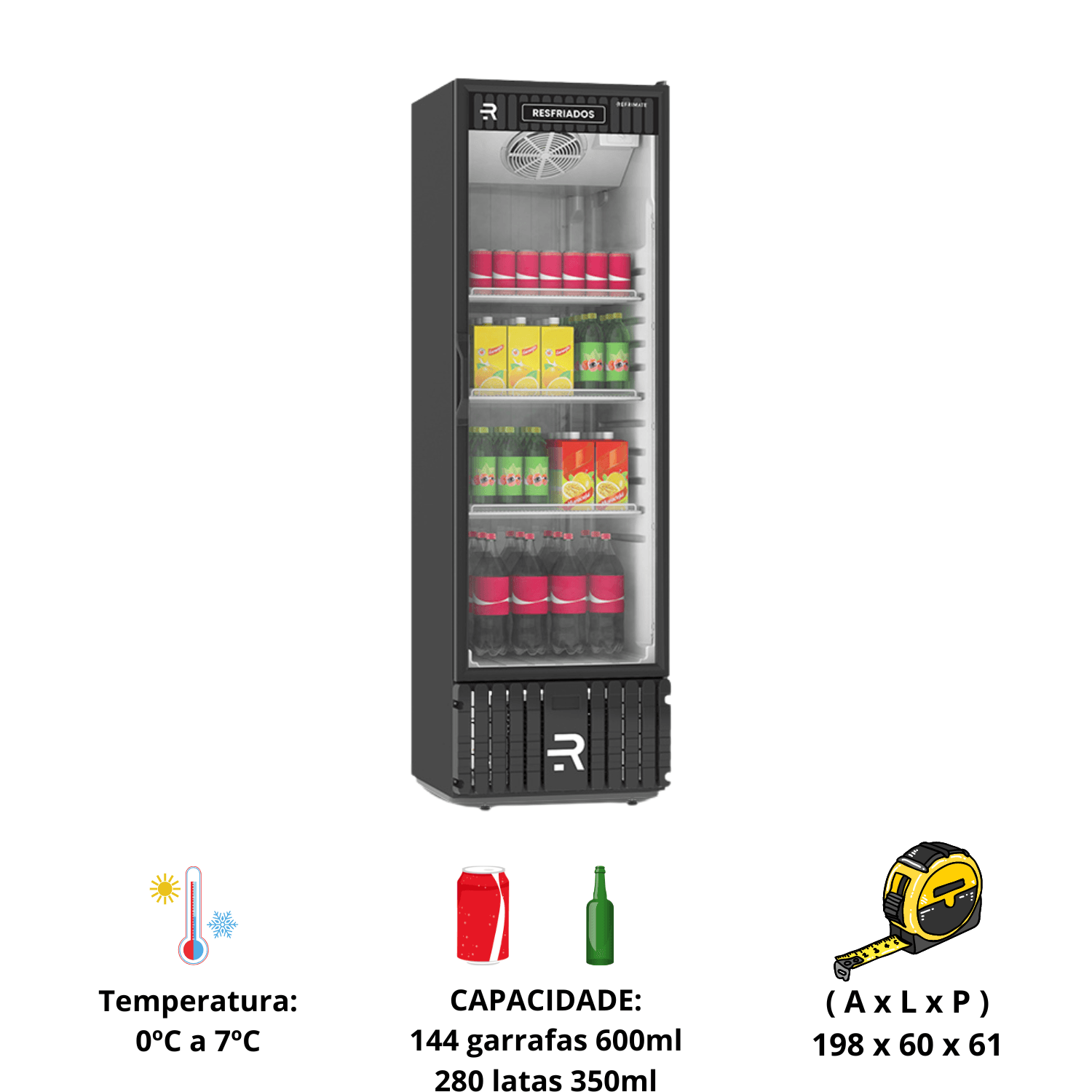 Expositor Visa Cooler Resfriado 400 Litros Porta De Vidro