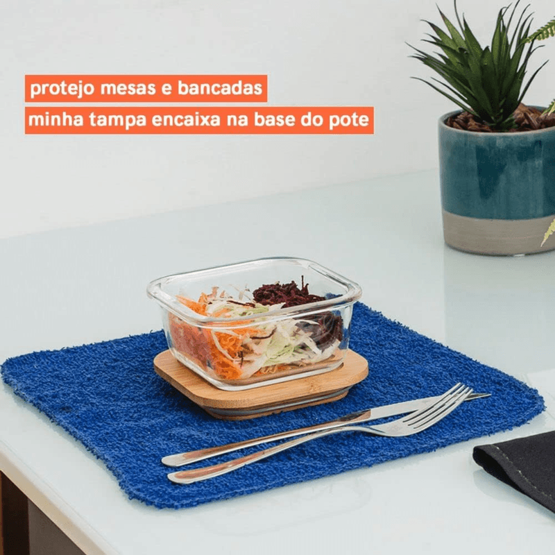 Pote Hermetico Oikos 520ml Vidro com Tampa de Bambu